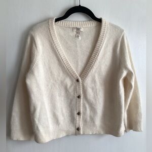 Lands’ End Angora Wool Cardigan Sweater Womens Small White size S